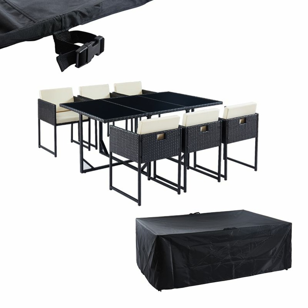 Ensemble repas florida 6 places en acier et résine tressée avec housse de protection