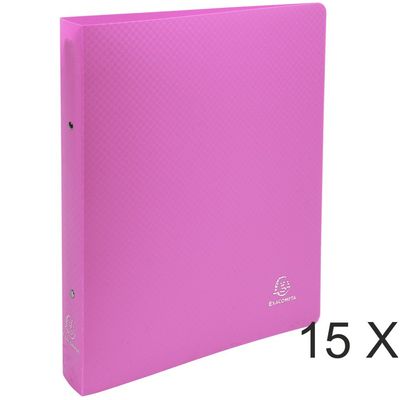 Exacompta Opak - 15 Classeurs 2 anneaux - Dos 40 mm - A4 Maxi - rose