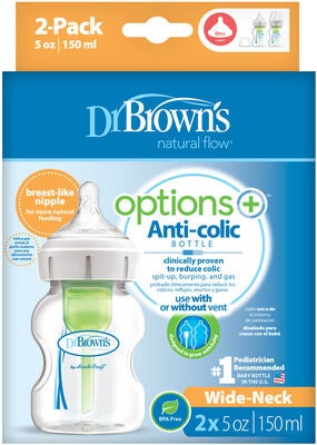 Dr. Brown's Options+ Bred Hals Tåteflaske 150 ml 2-pack
