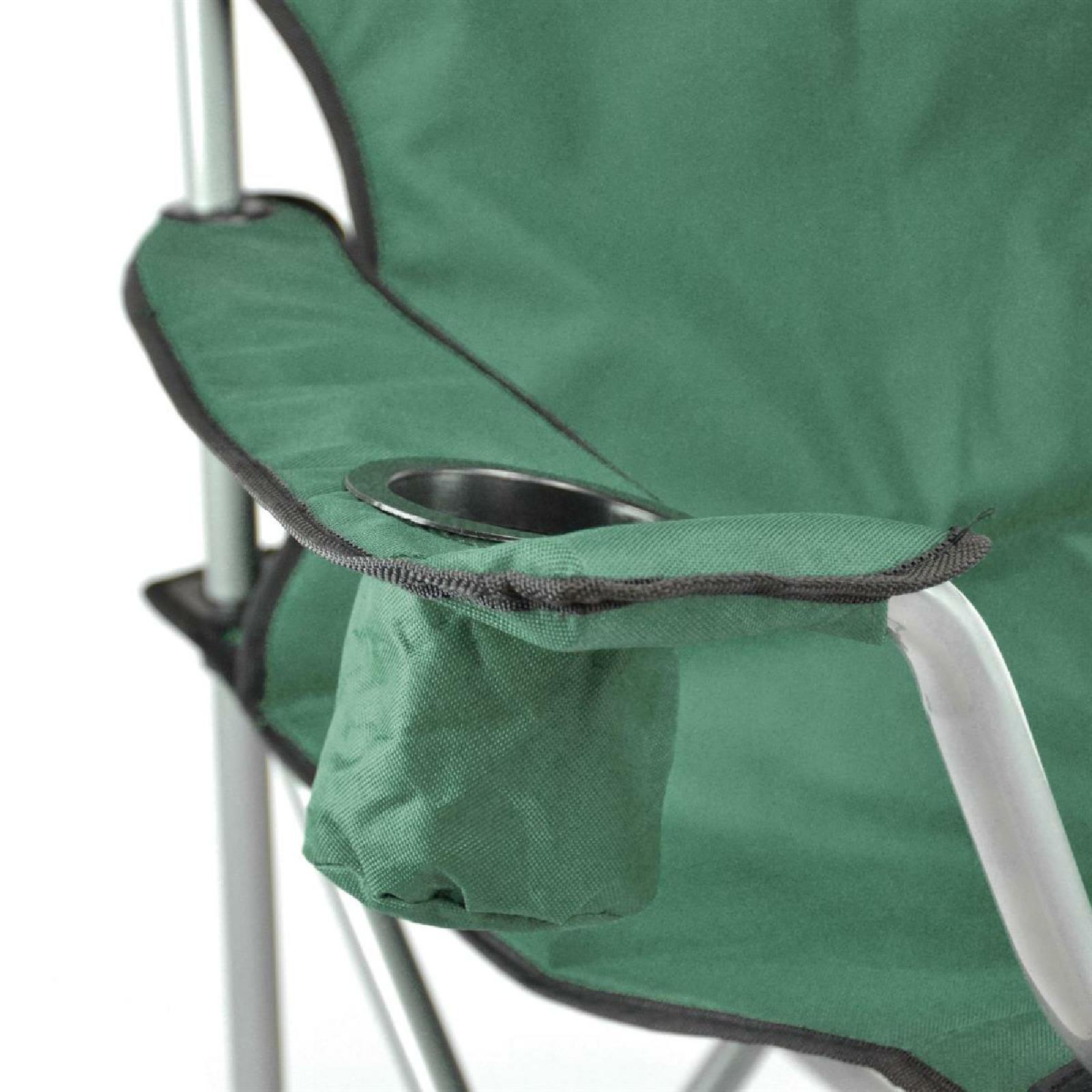 VCM Faltstuhl XL mit Armlehne dunkelgrün Getränkehalter extra breit stabil