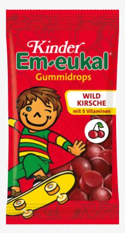 Kinder Em-eukal Coole Wildkirsche mit Honig Gummidrops, zuckerhaltig, 75 g MHD:30.4.26