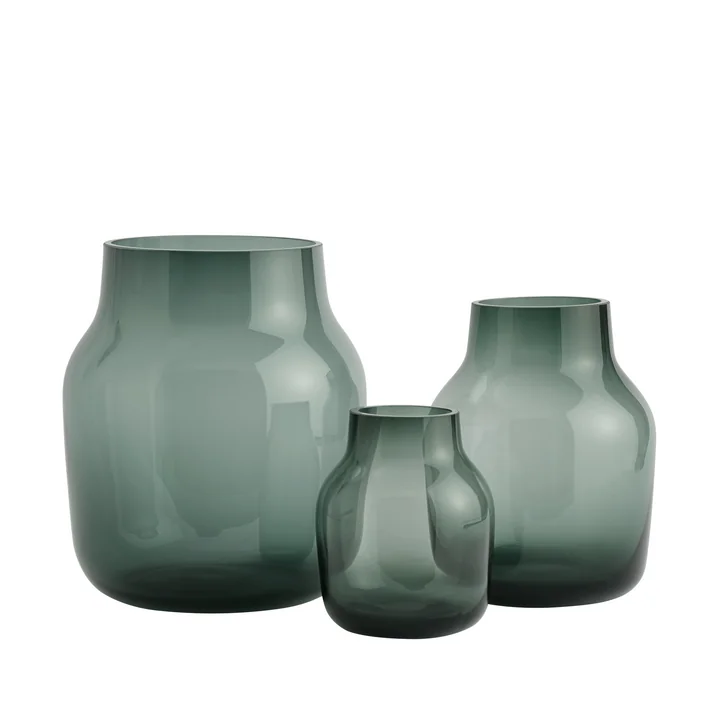Muuto - Silent Vase, Ø 15 cm, dunkelgrün