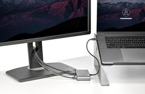 StarTech.com TB3DKM2HDL, Ledningsført, Thunderbolt 3, 10,100,1000 Mbit/s, IEEE 802.3ab,IEEE 802.3i,IEEE 802.3u, Grå, 3840 x 2160 pixel