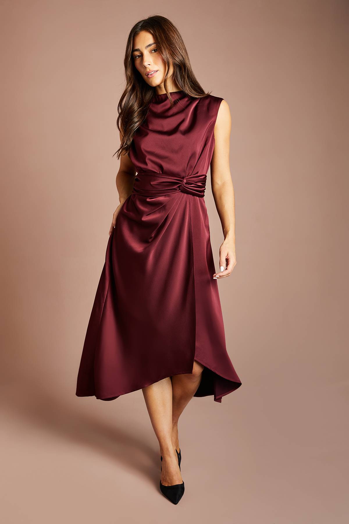 Coast Robe Midi En Satin Avec Taille Nouée