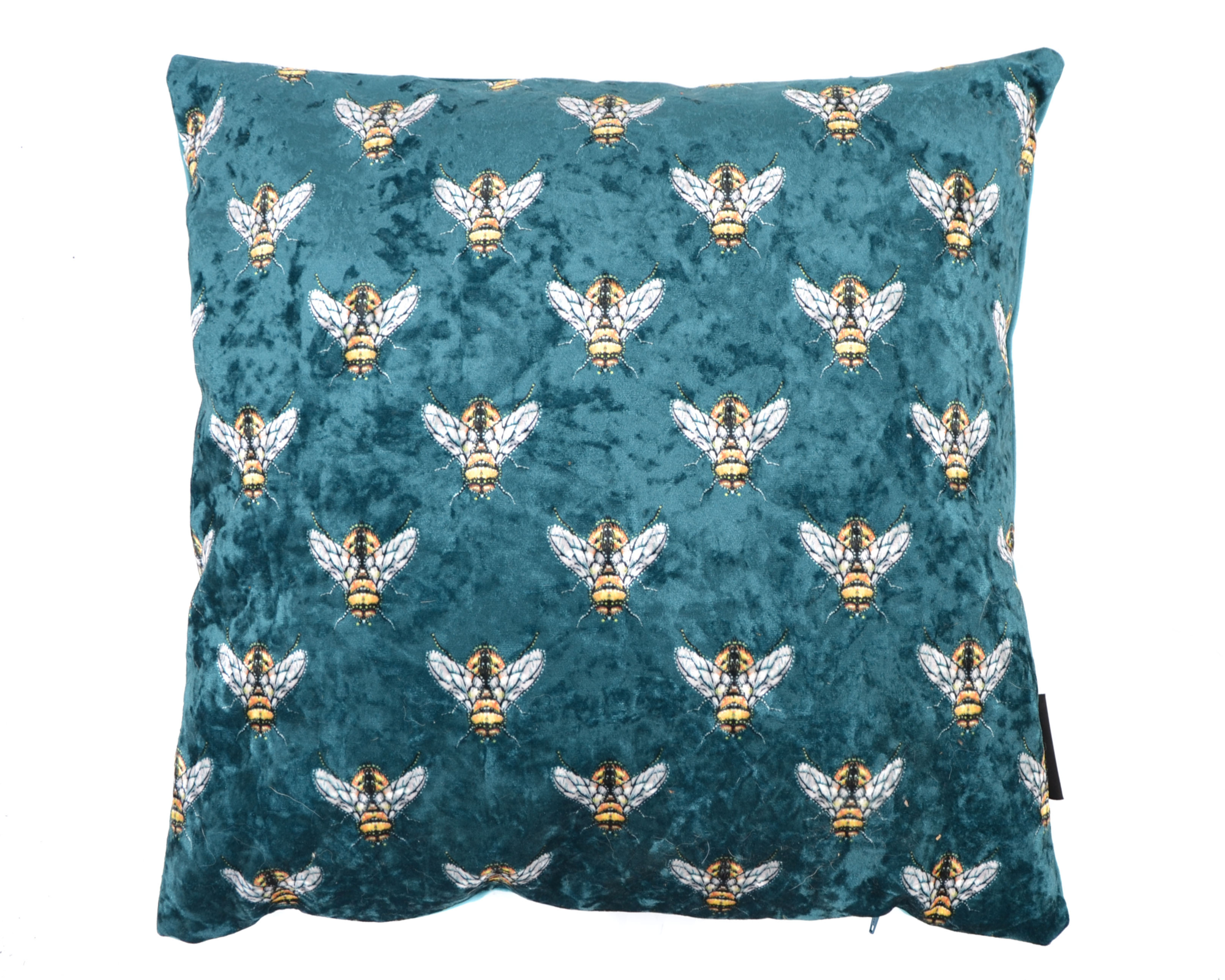 Kussen velvet hommel bijtjes 45 X 45 petrol