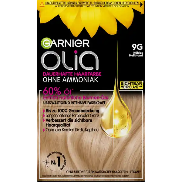 Dauerhafte Haarfarbe Coloration 9G Kühles Hellblond