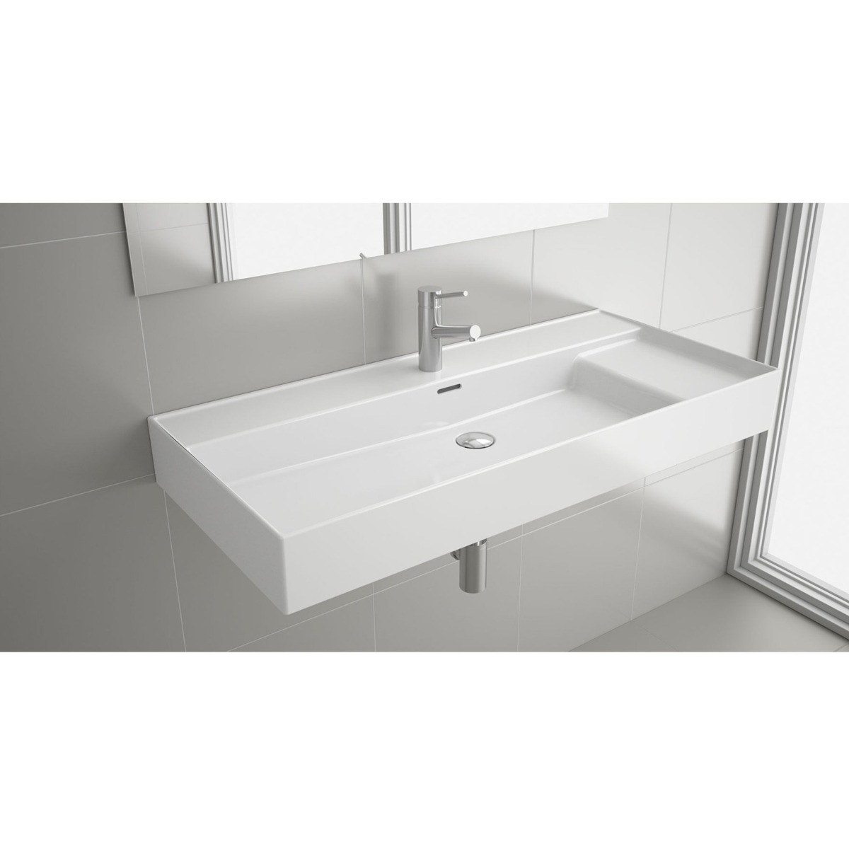 Muebles Veneto keramische wastafel met kraangat 101x46x12cm wit