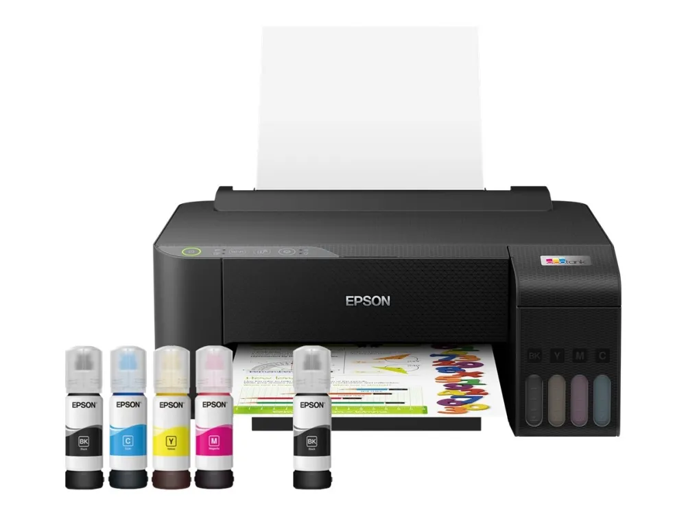 Epson EcoTank L1250 - Printer - farve - blækprinter - kan genopfyldes - A4 - 5760 x 1440 dpi - op til 10 spm (mono) / op til 5 spm (farve) - kapacitet: 100 ark - USB, Wi-Fi - sort
