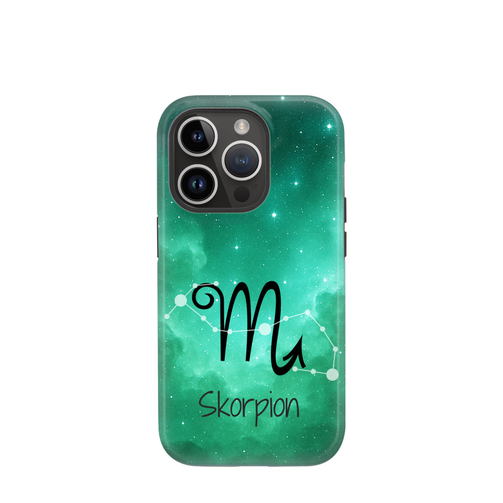 iPhone 14 Pro Hybrid (Kunststoff / Gummi) Hülle Skorpion 2 - Grün