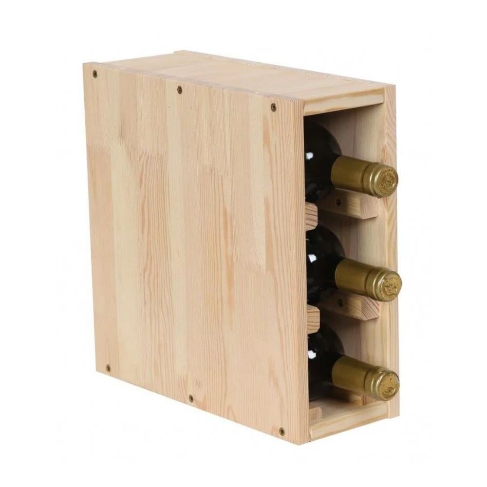 PROREGAL Modulair Wijnrek Vincellar Mod HxBxD 30 x 12 x 30 cm Smal Module Voor 3 Flessen Massief Dennenhout Natuurlijk
