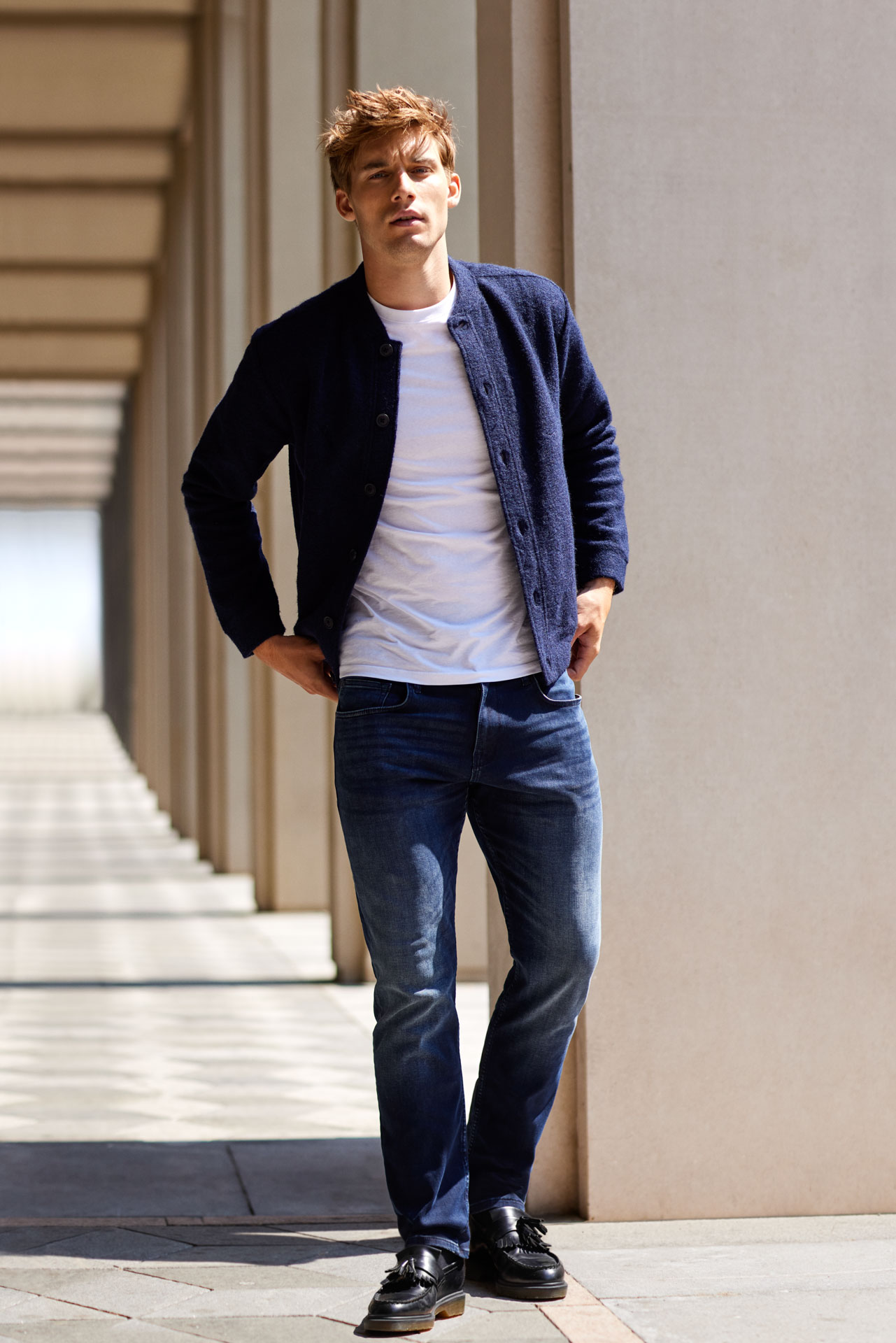 vest van wolmix WE Fashion Donkerblauw