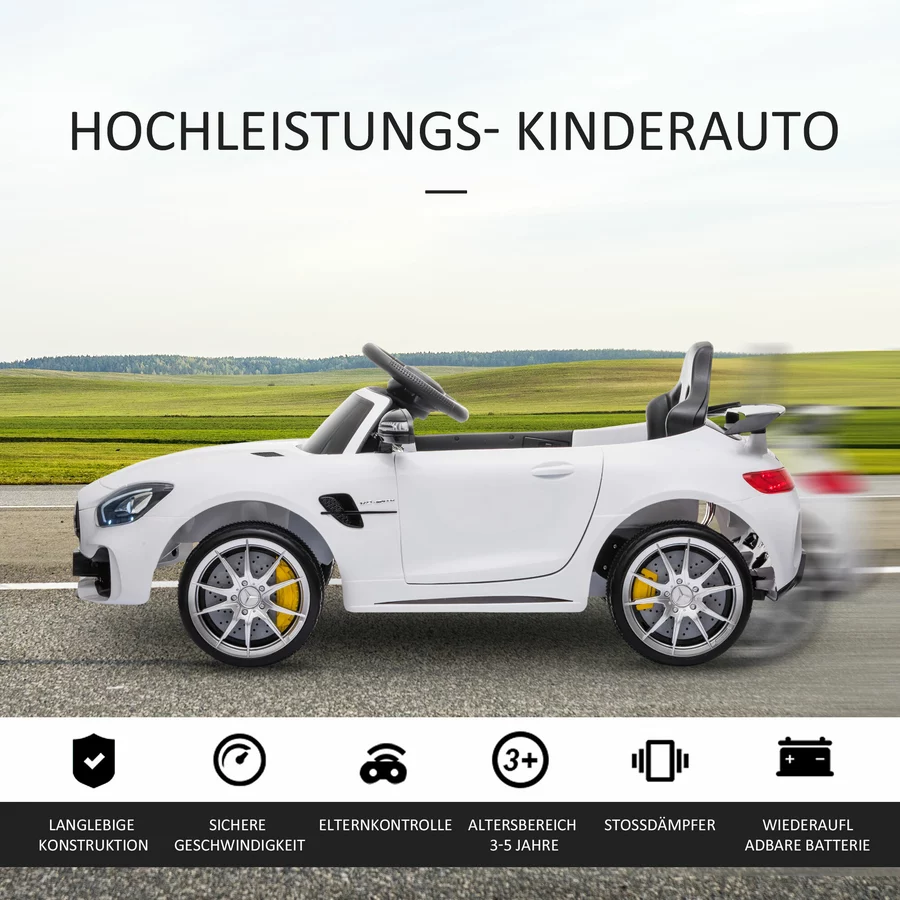 HOMCOM Kinder Elektroauto mit Scheinwerfer weiß