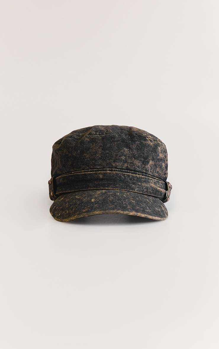 Bleu Casquette Militaire En Denim Délavé