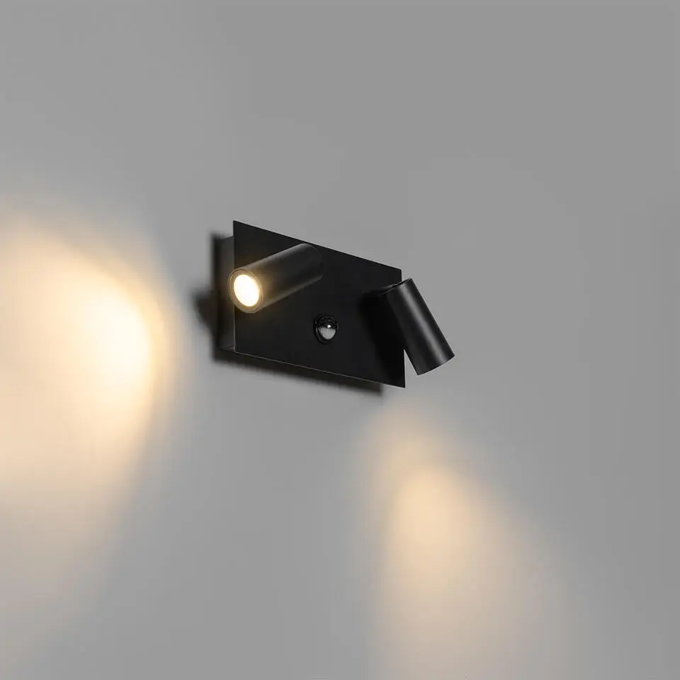 Qazqa buitenlampen met sensor simon zwart geïntegreerde led