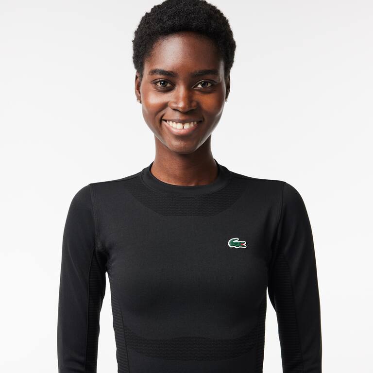 Crop top manches longues Sport sans couture T-Shirts - Noir - Lacoste - Femme