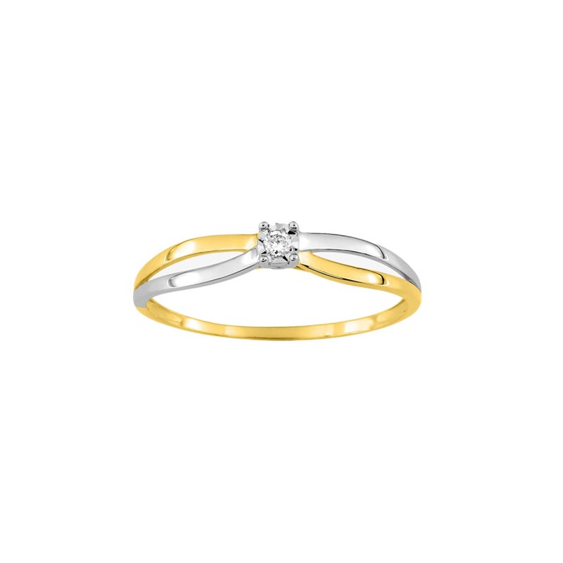 Bague Femme - Or 9 Carats - Diamant 0.022 Carats