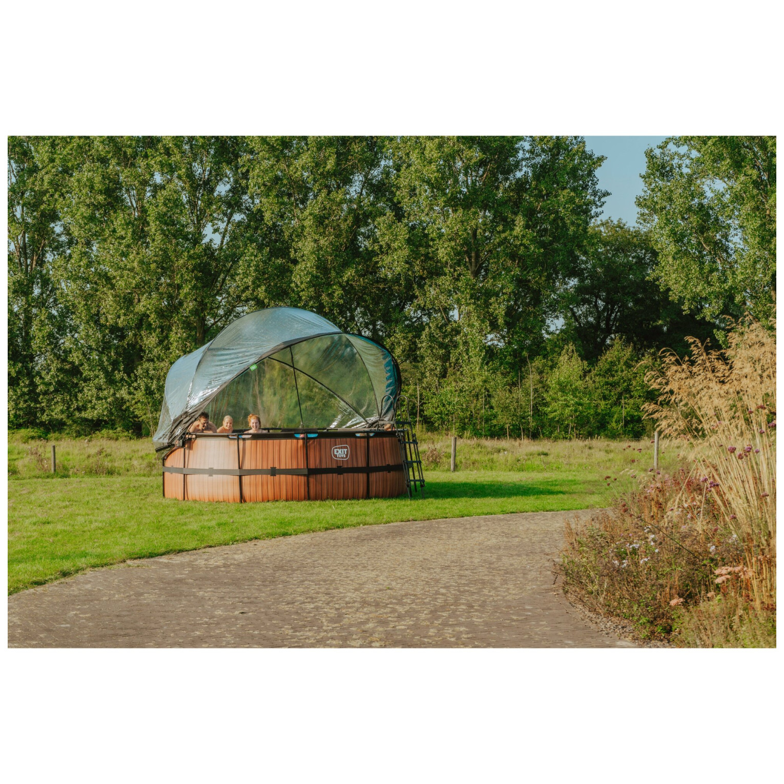 EXIT Black Leather zwembad ø427x122cm met zandfilterpomp en