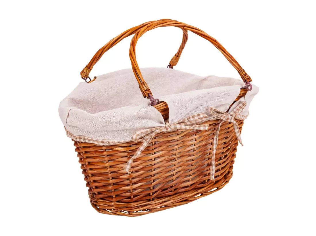 Panier en osier doublé 39x24x24/32h cm