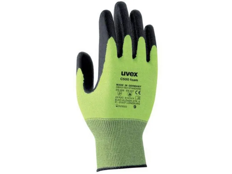Uvex C500 foam, Sort, Grøn, Voksen, Voksen, Unisex, 1 stk, Polyethylen, Viskose, Polyamid, Glasfiber