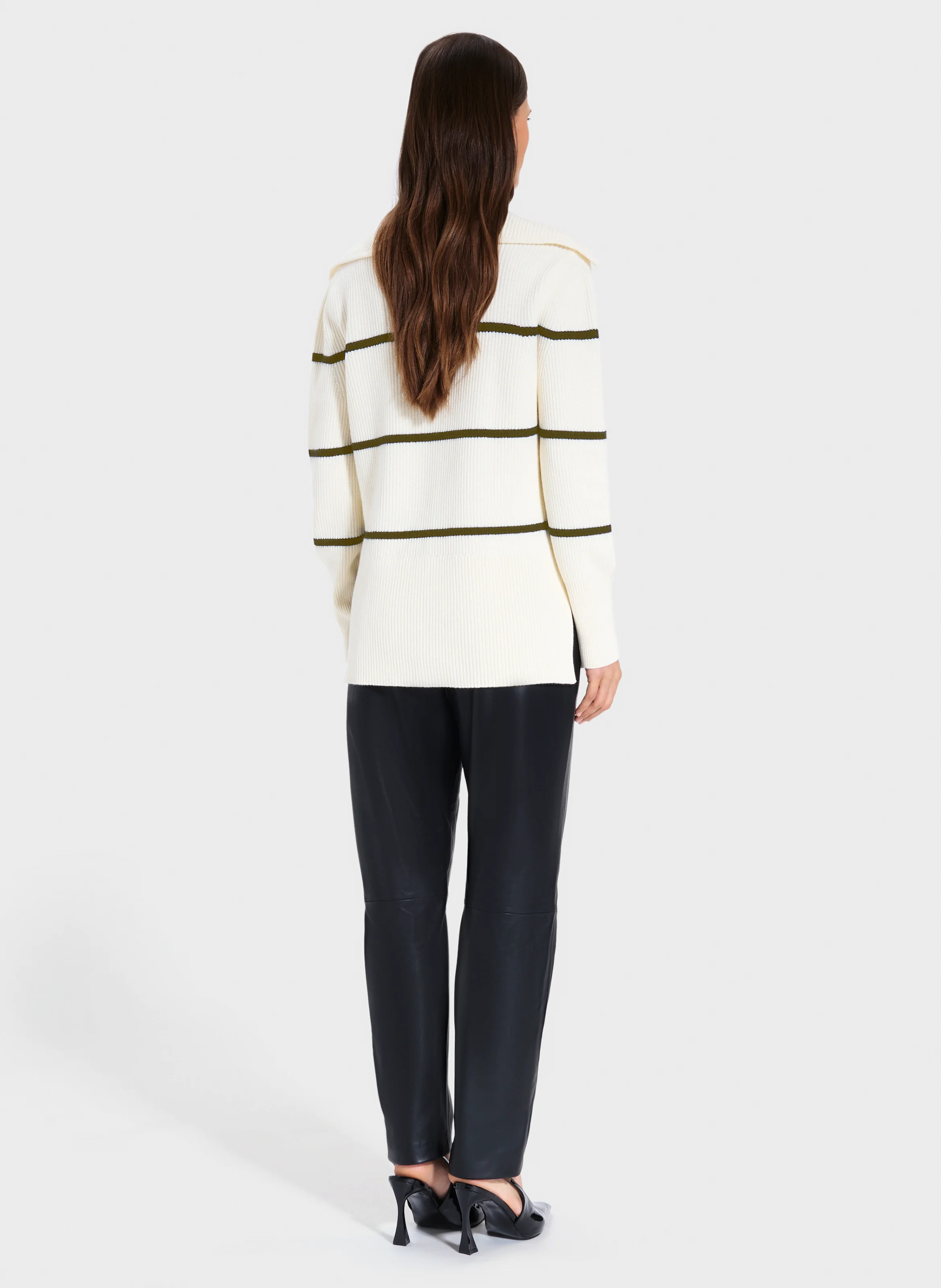 NALANDA - Pull col V en laine mélangée | Beige