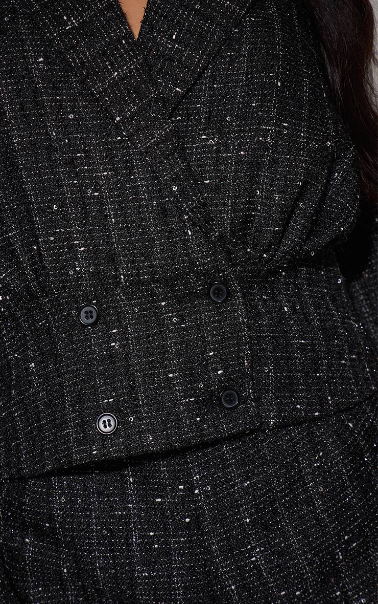 Noir Combinaison-short Blazer Bouclé Avec Détail Boutons