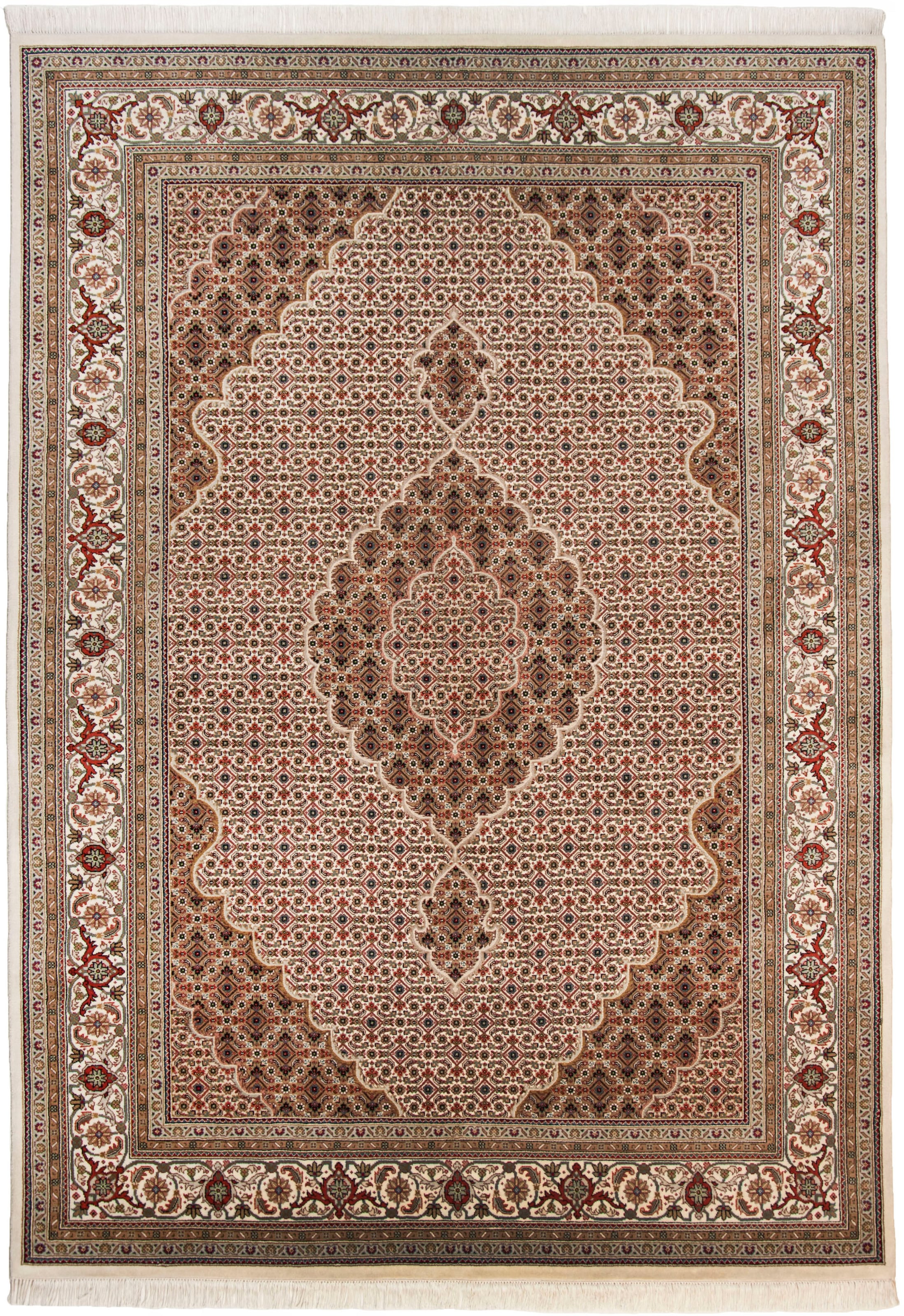 my home Orientteppich »Irrfan« rechteckig 12 mm Höhe handgeknüpft, Material: 80% Wolle, 20% Seide, mit Fransen
