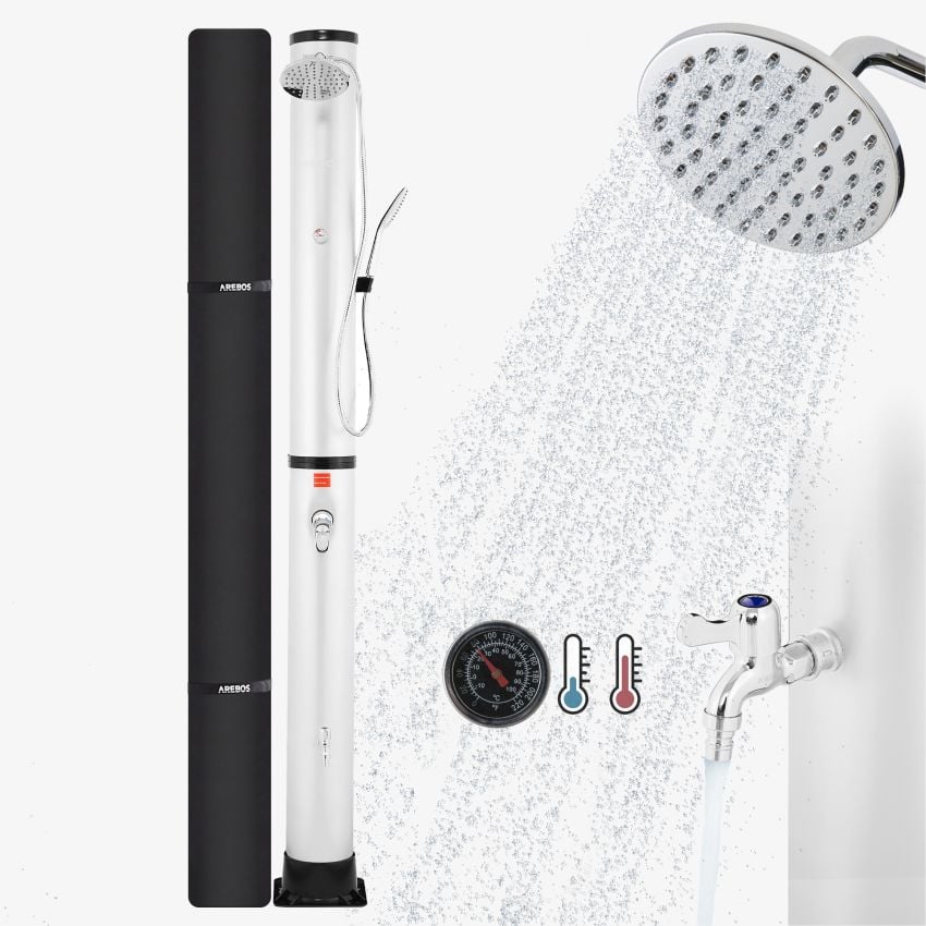 Solardusche 40L mit Thermometer & Handdusche silber