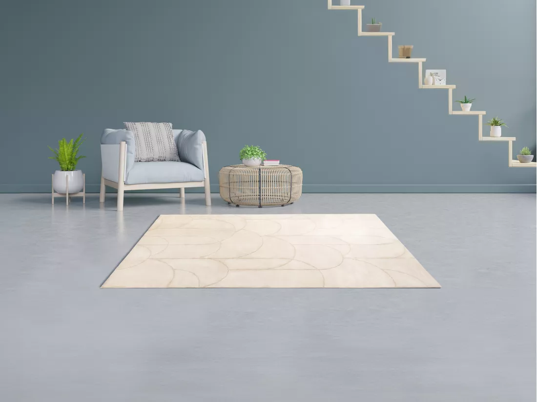 Tapis à motifs arcs brillants - 160 x 230 cm - Beige et doré - TIPRIO
