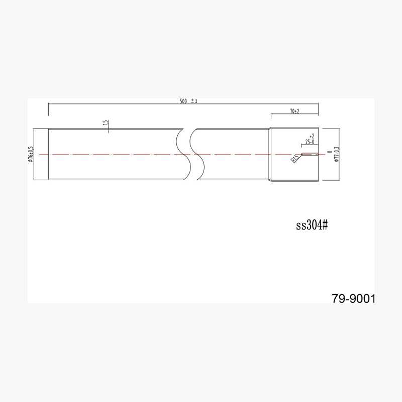 Rett rør med muffe, 0,5 m, 76 mm