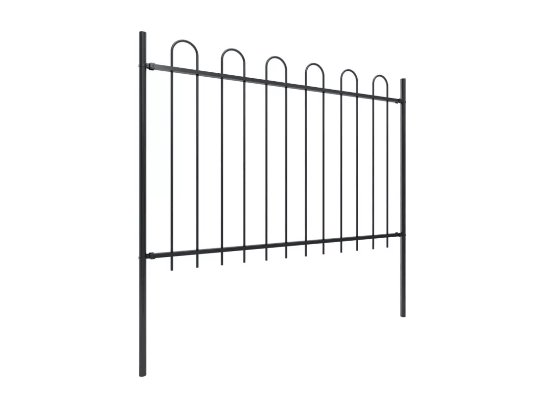 Cl?ture de jardin avec dessus en cerceau Acier 10,2x1,2 m Noir
