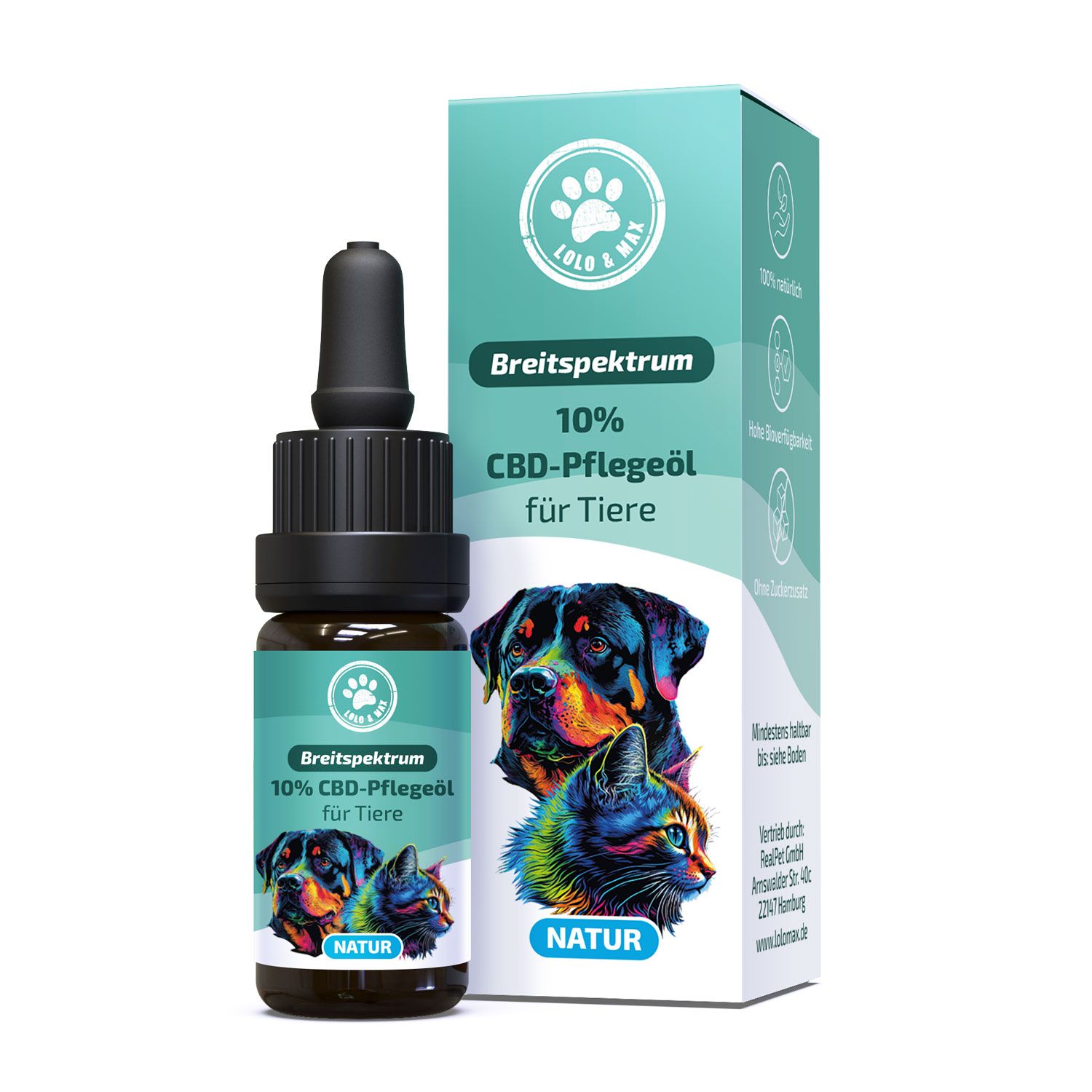 Lolo & Max - 10% CBD-Öl für Hunde & Katzen - Natur