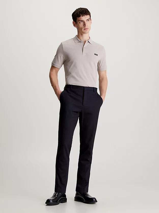 Camisa polo de corte justo com gola elástica em piqué