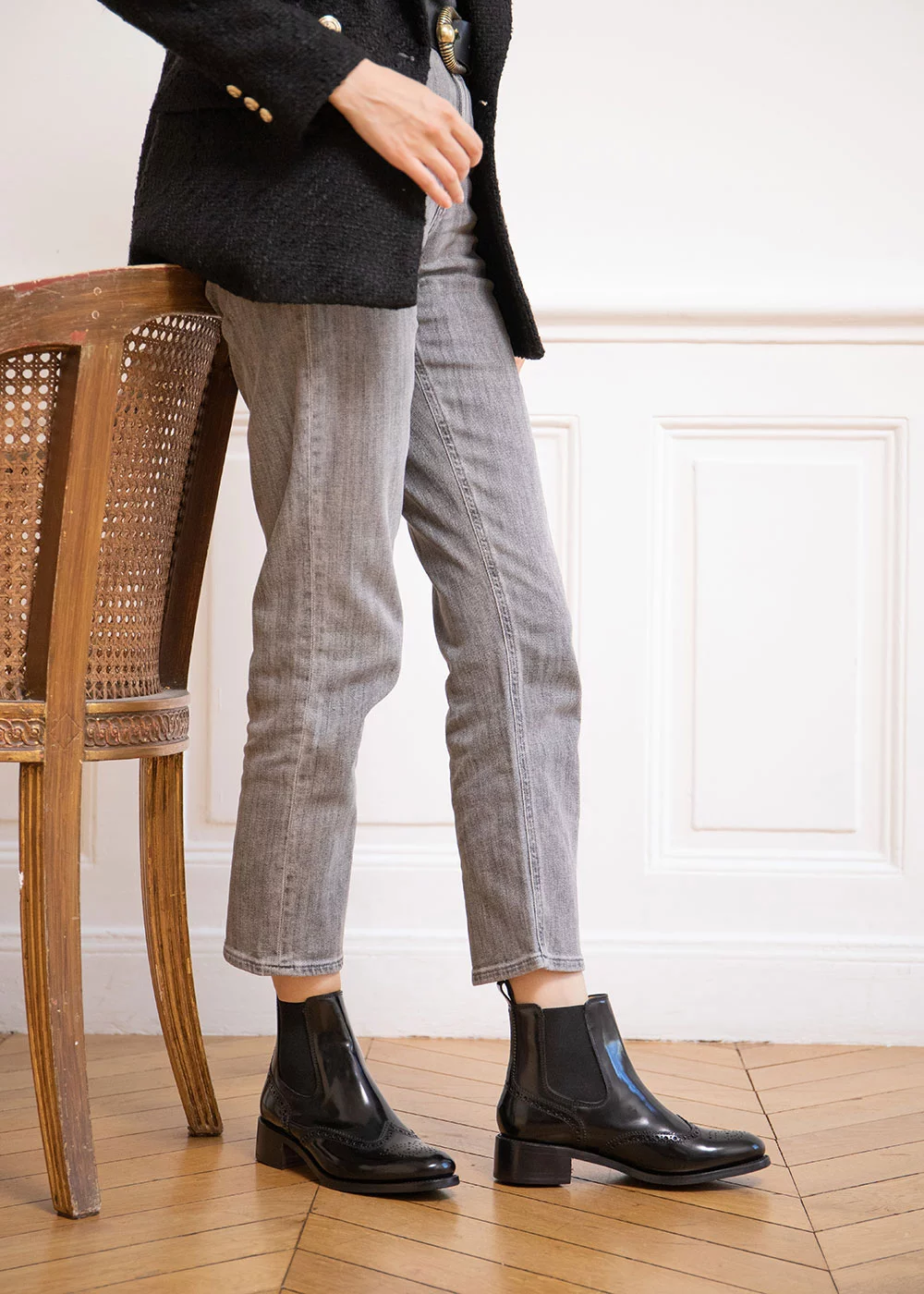 H WING TIP CHELSEA SPAZZOLATO NOIR
