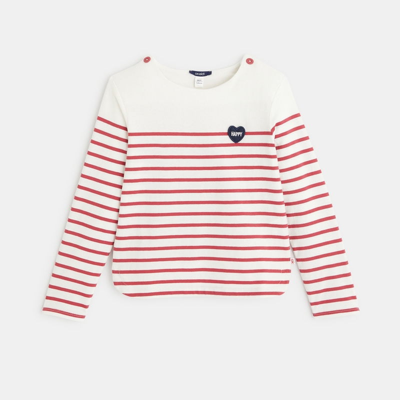 T-shirt marinière à personnaliser d'un cœur rose fille