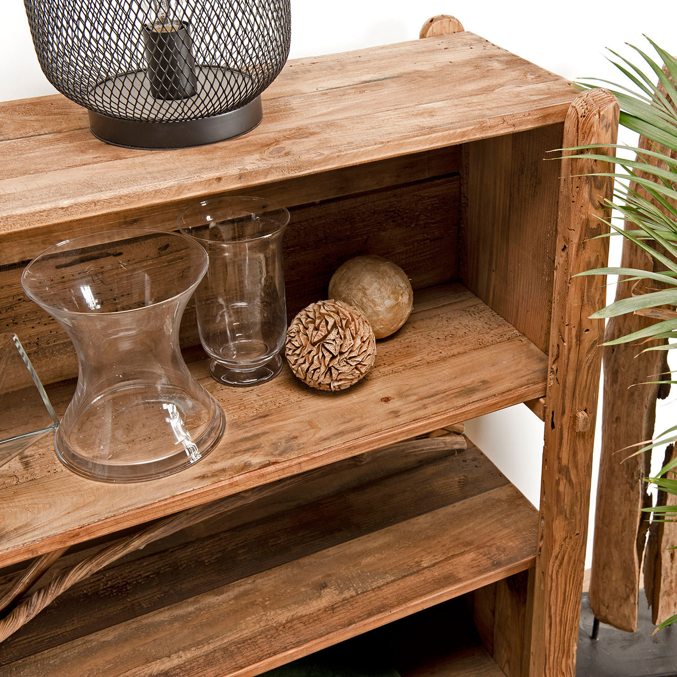 Macabane Étagère 3 niveaux en bois de Pin recyclé Andrian marron - 108x37x106 cm