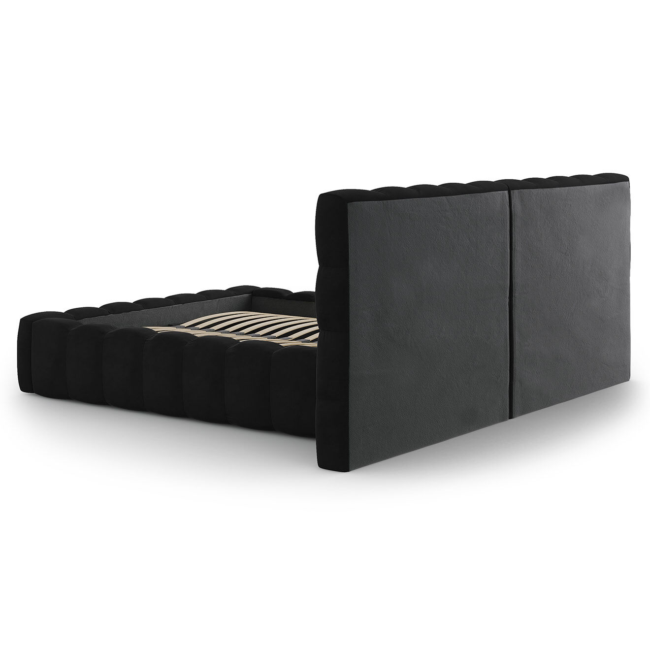 Cosmopolitan Design Lit avec coffre de rangement Bali Velours noir - 160x200 cm