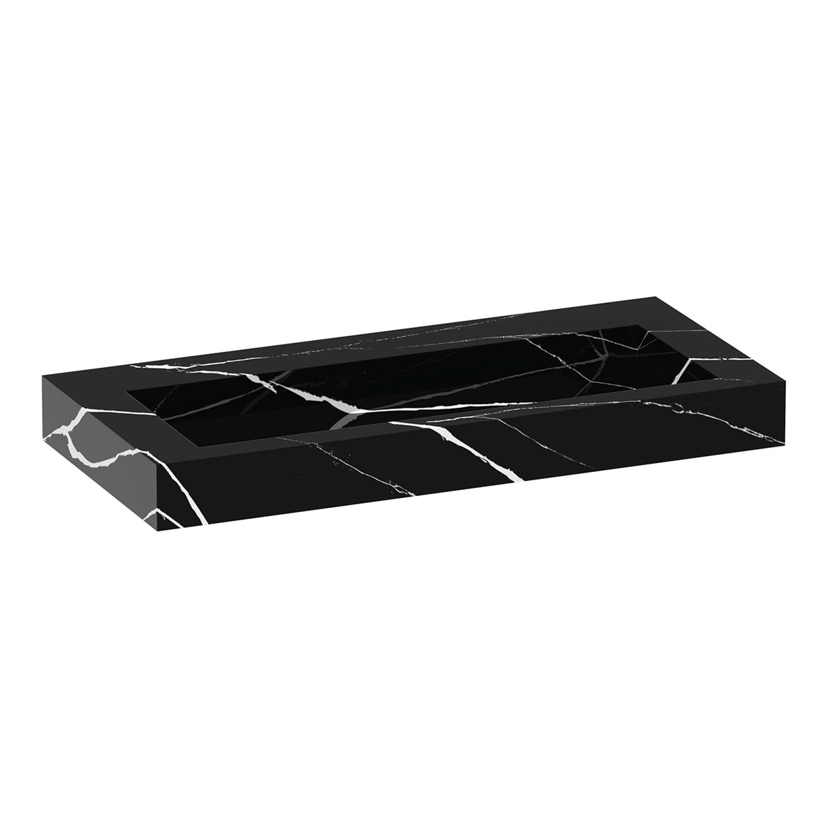 Brauer Coral wastafel marmerlook 100cm zonder kraangat nero marquina