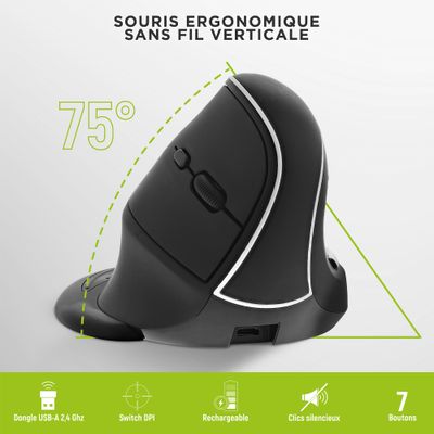 T'nB - Souris sans fil ergonomique pour droitier - noir