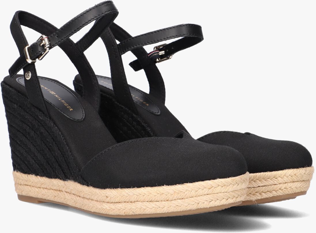 TOMMY HILFIGER zwarte tommy hilfiger espadrilles basic closed toe high wedge