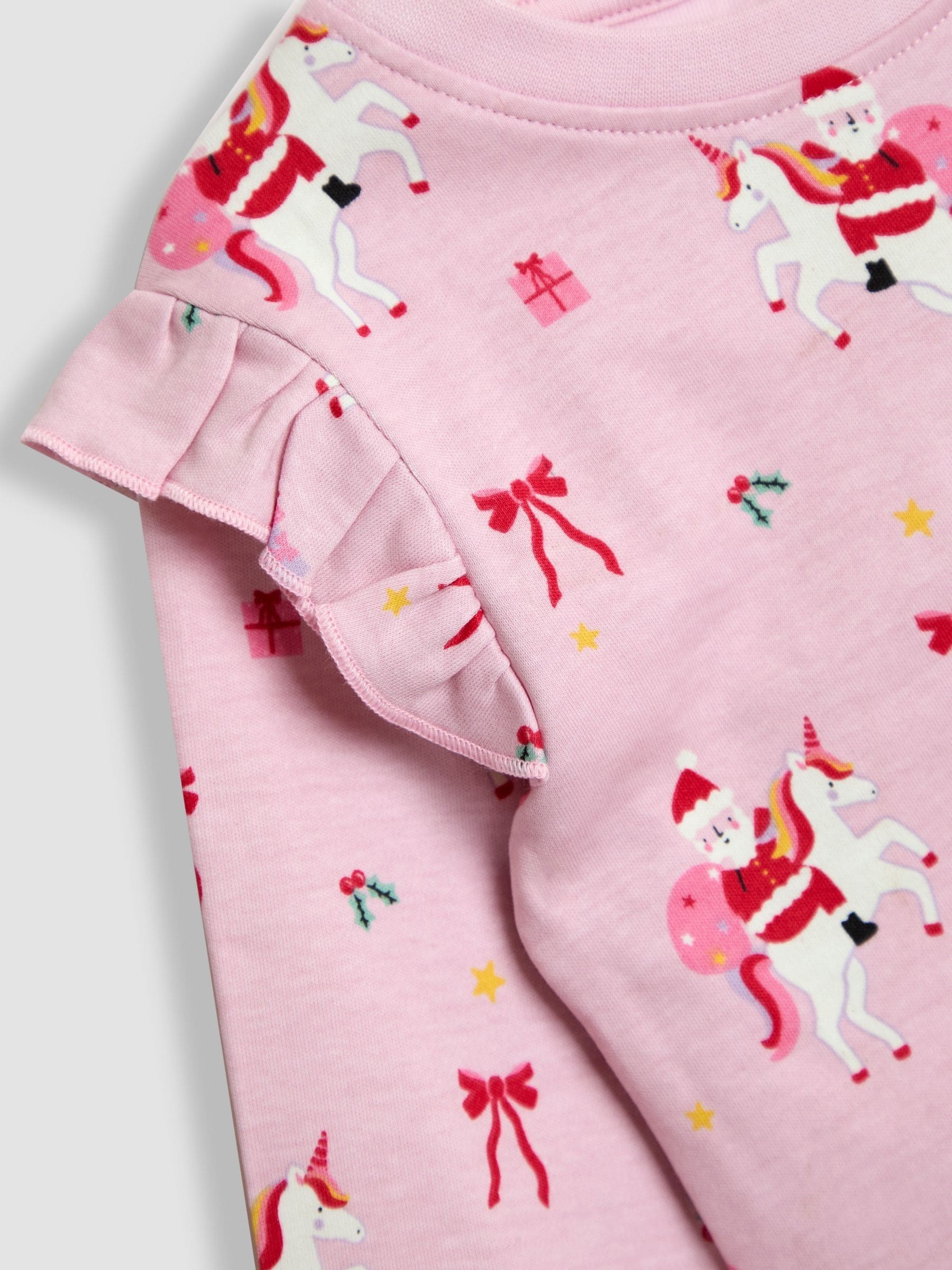 Roze met kersteenhoorn - JoJo Maman Bébé Print Glow In The Dark Jersey Pyjamas