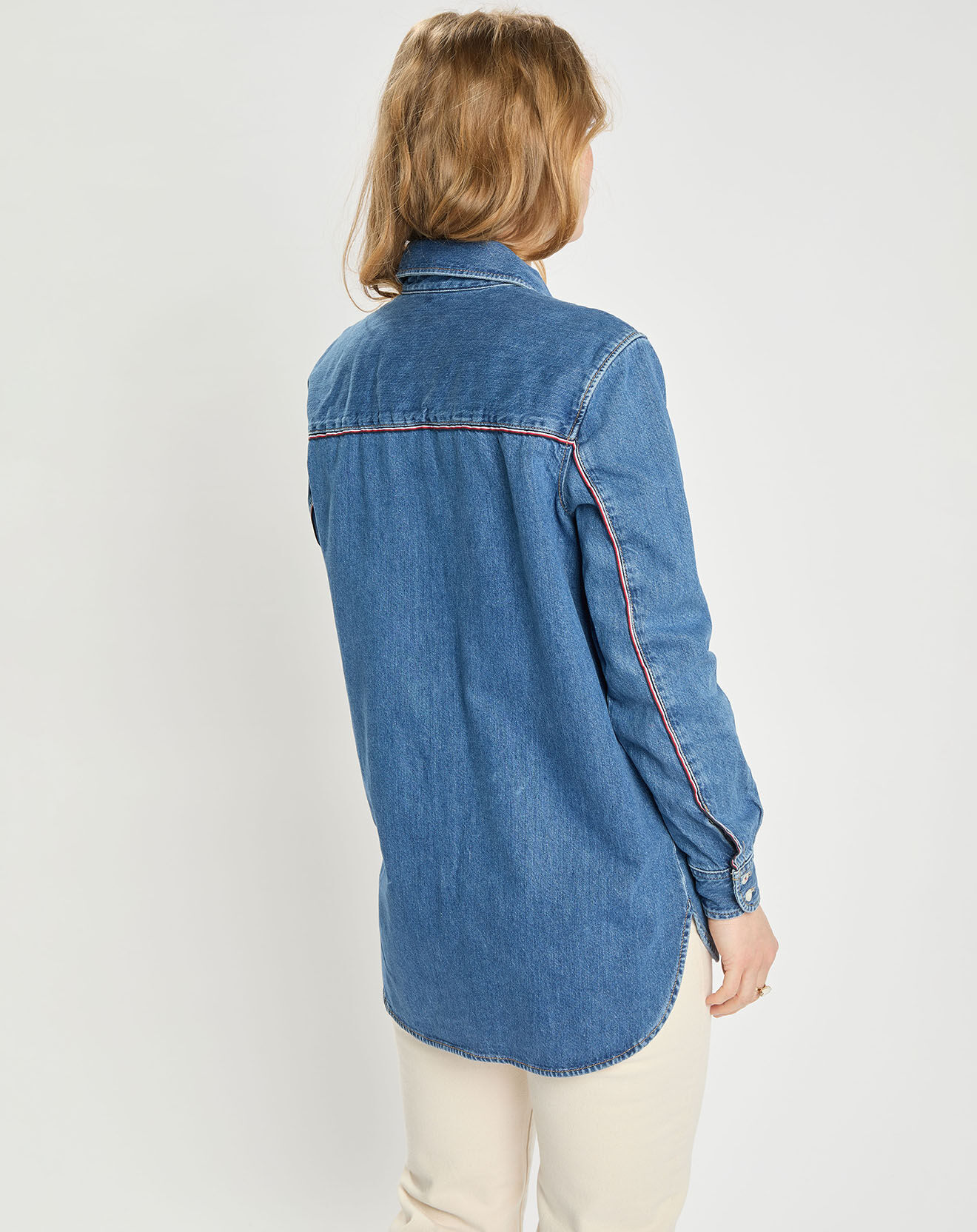 Tommy Hilfiger Chemise Regular en Jean Girlfriend Gino bleue