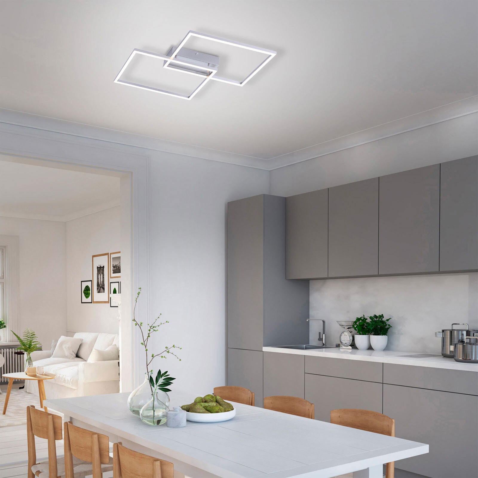 LED-Deckenleuchte Iven stahlfarbig