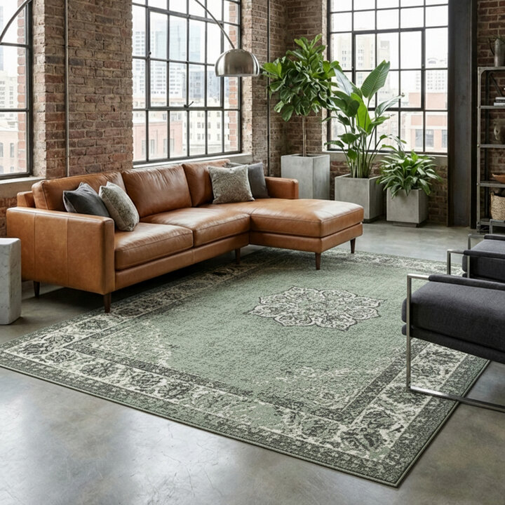 Vintage vloerkleed - Wonder Groen/Zwart | Uniek design