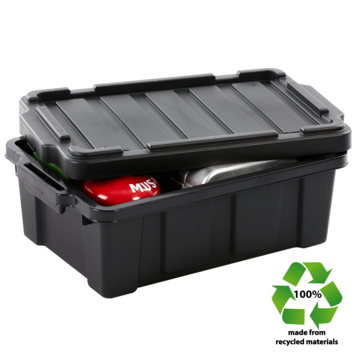 IRIS Powerbox Robuust Opbergbox - 12,5L - 100% Recycled Kunststof - Zwart - Set van 3