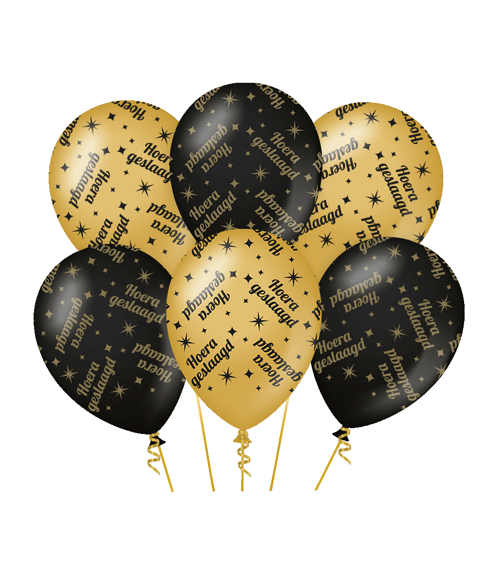 Geslaagd Ballonnen Goud Zwart 30cm