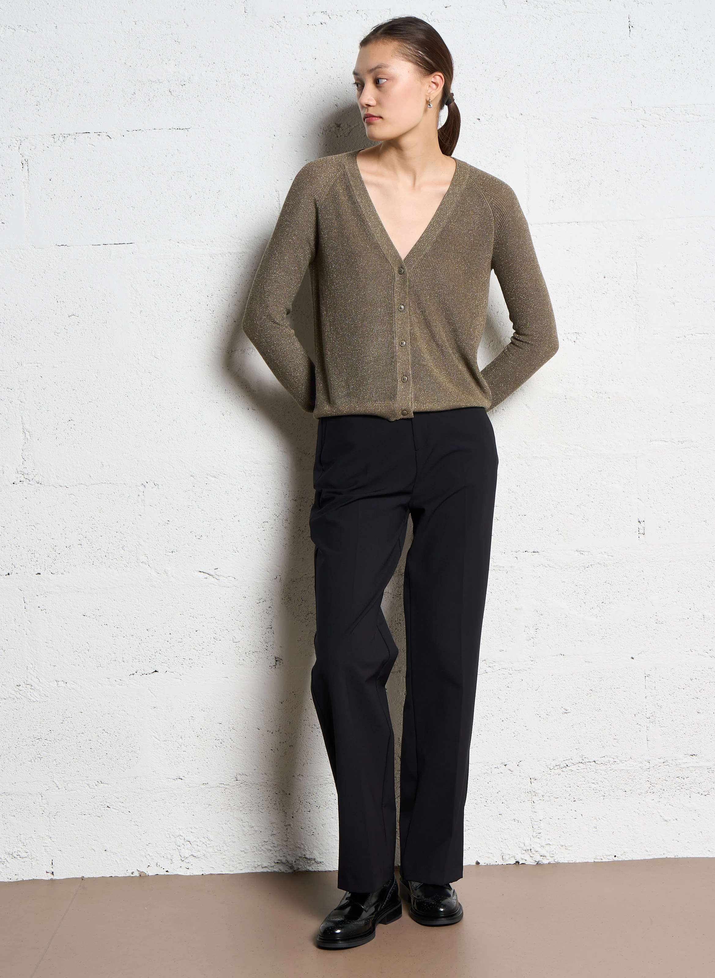 GILY - Gilet droit à col V | Vert