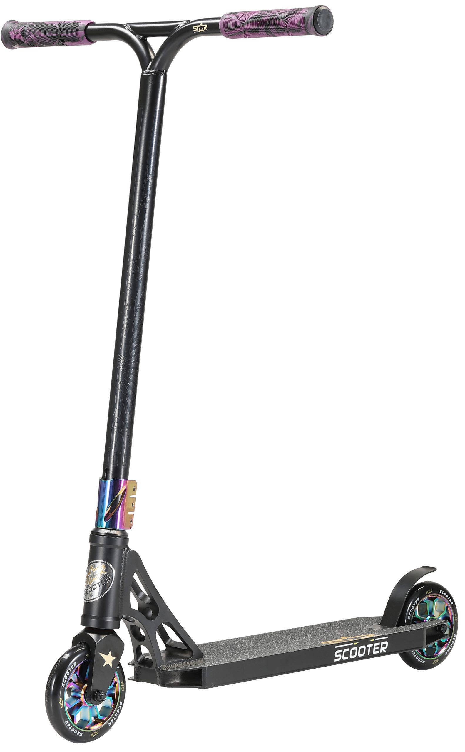 STAR SCOOTER Freestyle Jump alu stuntstep, 120mm Pro Trick Roller, zwart chroom