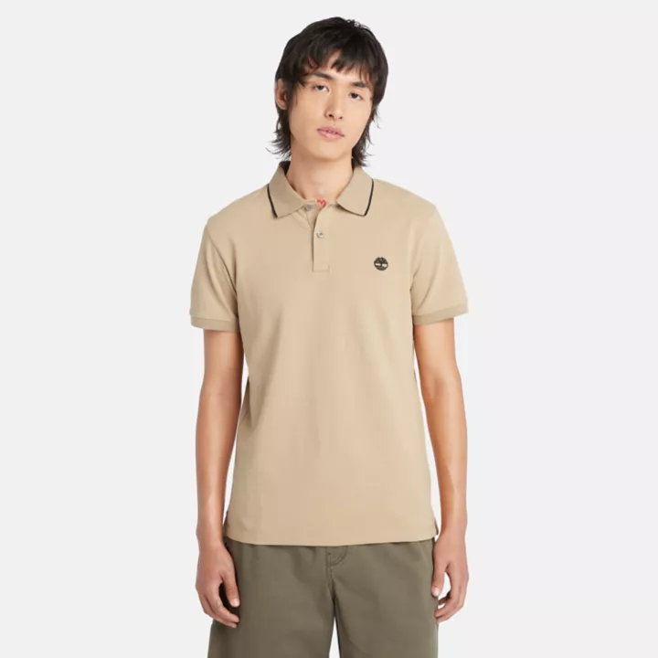 Polo à col imprimé Millers River pour homme en beige