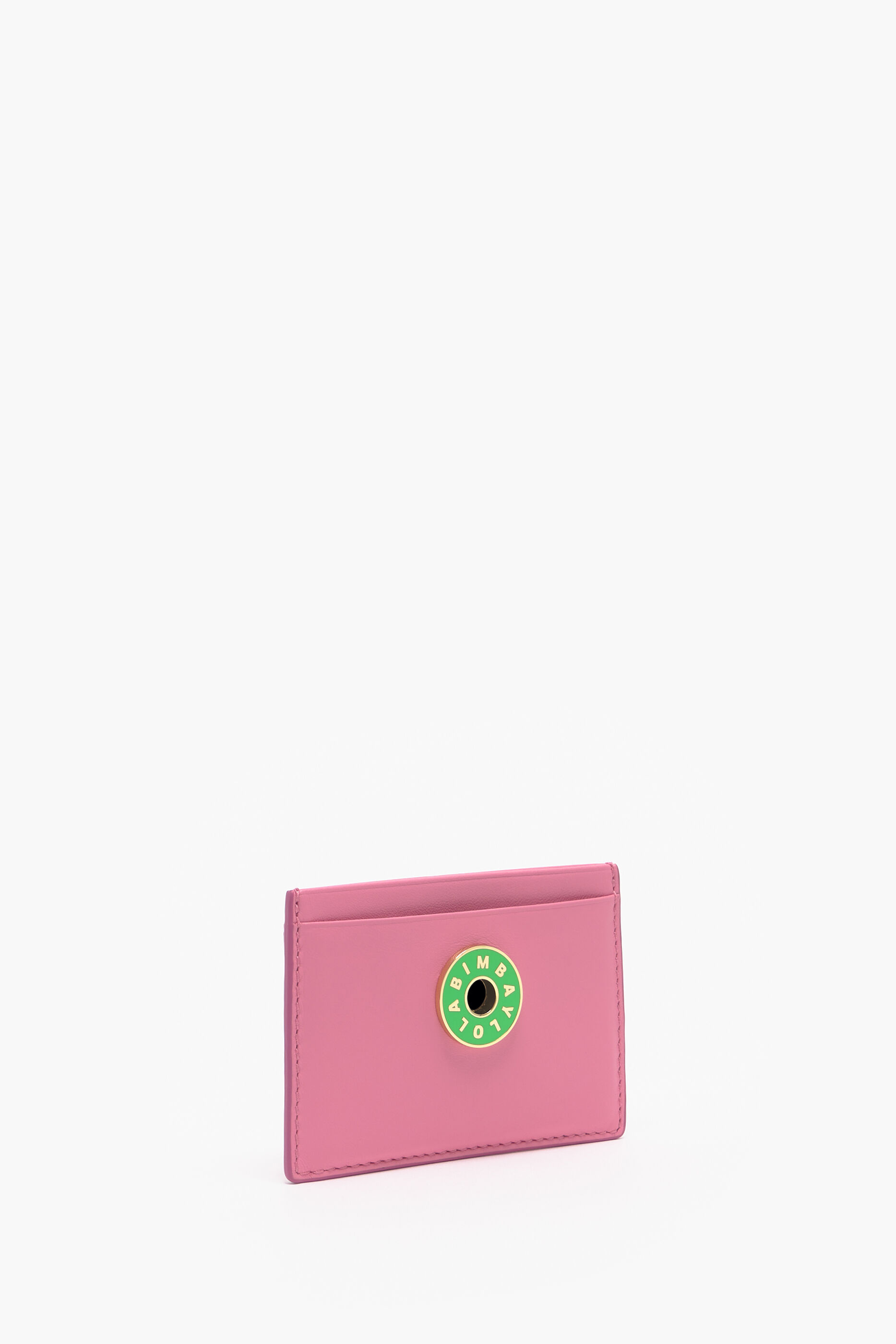 Porta-cartões em couro rosa
