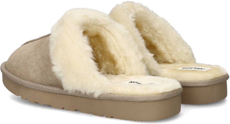 Nelson Home suède pantoffels beige